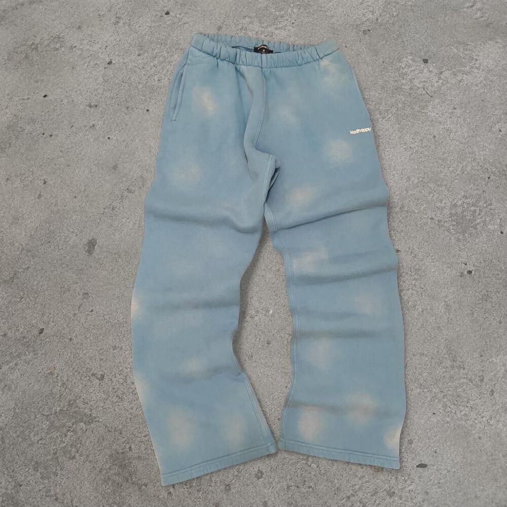 MadHappy Sweatpants Size M Blue Fleece Tie Dye Y2K Streetwear Baggy
